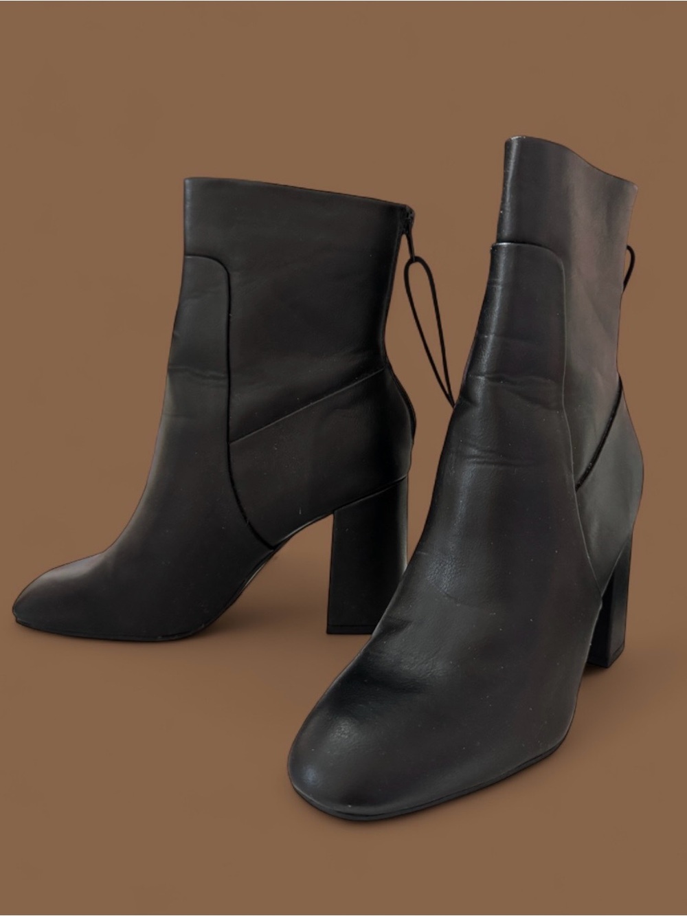 Wet Seal Black Leather Block Heel Ankle Boots